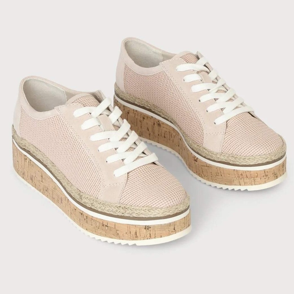 Dolce Vita Womens Telah Light Blush Mesh Suede Leather Platform Sneakers Size 11